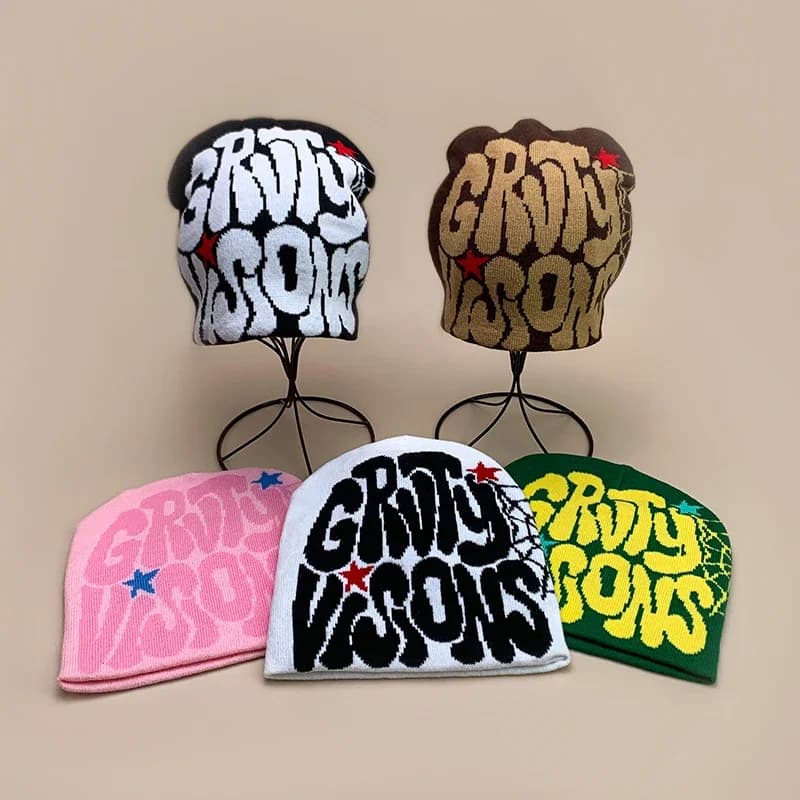 Cappelli lavorati a maglia in lana con lettera Web autunno e inverno Jacquard Weave Warm Hip Hop comodi berretti Versatile Fashion Personal Skate
