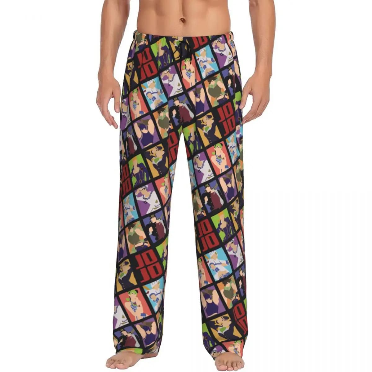 Pantaloni da pigiama anime JoJoes stampati personalizzati Pantaloni da notte da uomo con tasche