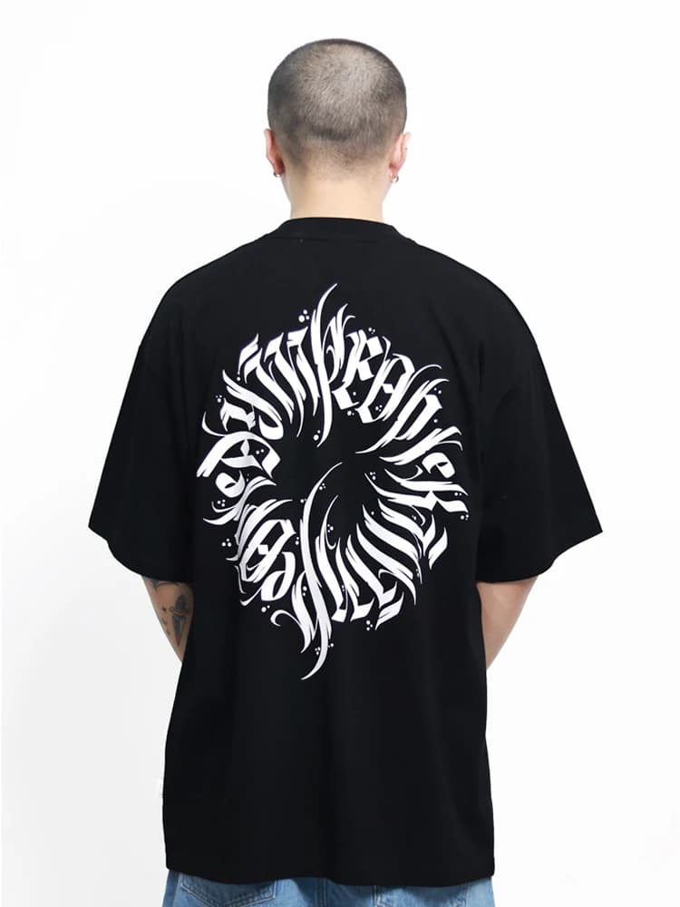 FBS 21SS Hip Hop Street Dance Tattoo Script Logo round Neck Short Sleeve T-Shirt Cotton Casual Style Summer Fashion for All