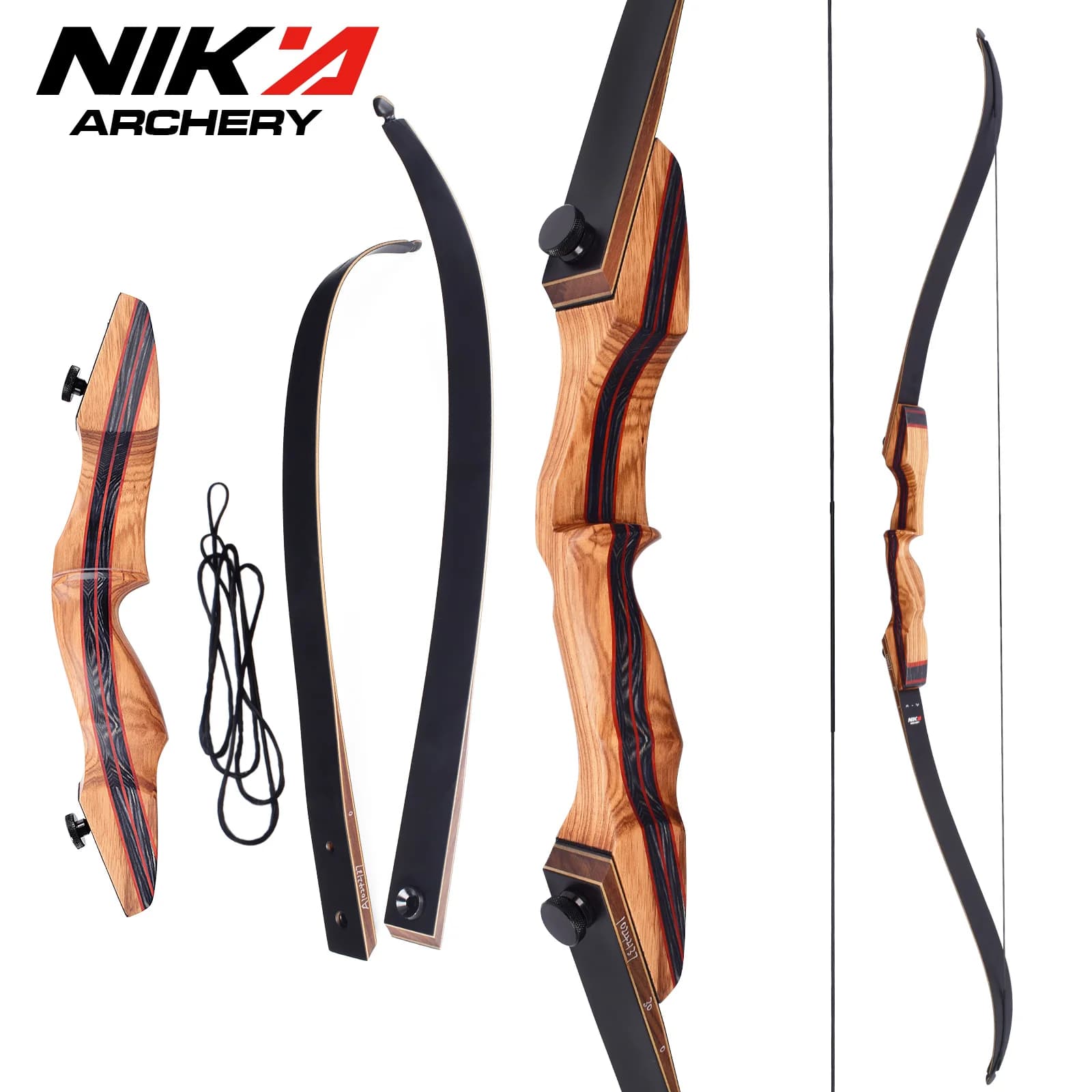 1Set 60/62" Takedown Arco ricurvo Tiro con l'arco Mano destra per caccia Tiro al bersaglio 20-60lb