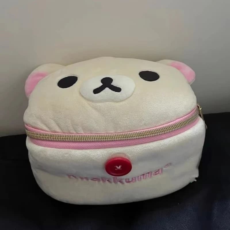 Kawaii Rilakkuma Bear Astuccio ellittico stereoscopico Borsa portaoggetti portatile per cancelleria Borsa portaoggetti Easy Bear Borsa per trucco Regali