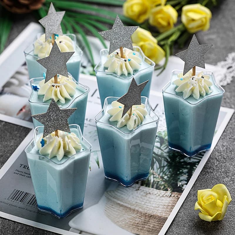6/12 pz Mousse Torta Dessert Tazze di Plastica Trasparente Bere Vino Gelatina Bicchiere Tazza Per La Festa Nuziale Bicchieri tazze Pentagramma