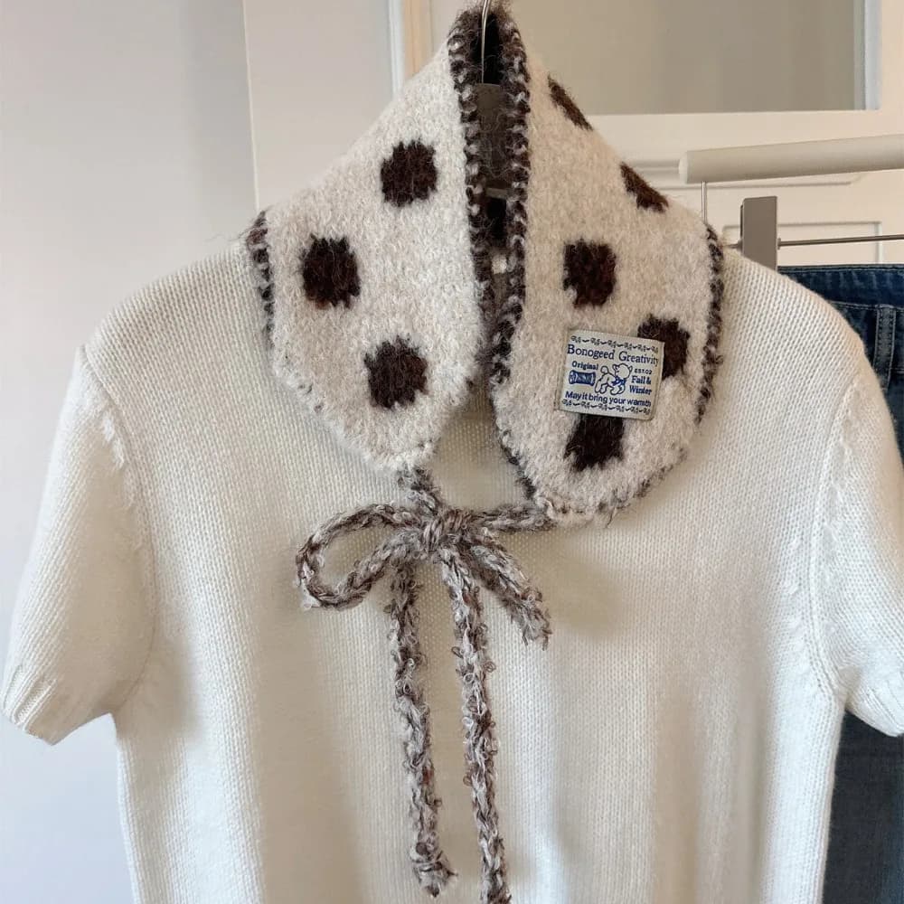 Paraorecchie alla moda in lana a pois con fascia, caldi e antivento, in maglia a tinta unita, per ragazze
