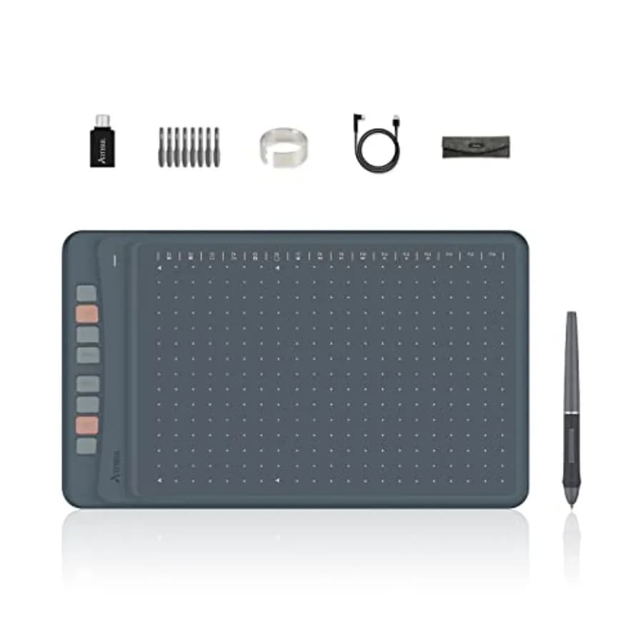 Tavoletta grafica A1201 compatibile con il telefono Android, tavoletta grafica digitale da 10x6 pollici con stilo senza batteria a 8192 livelli