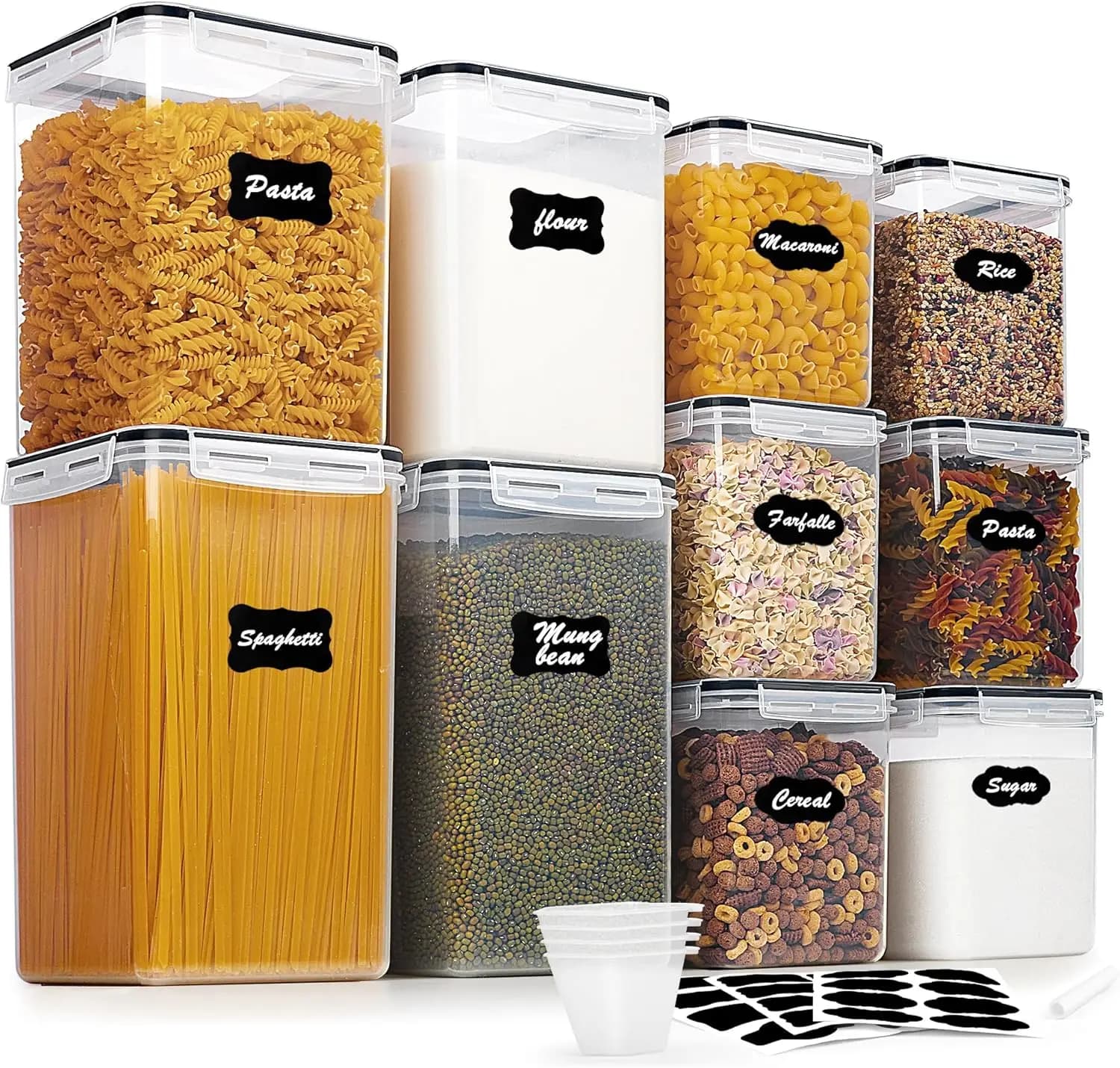 Contenitore per farina e zucchero, grandi barattoli ermetici per alimenti con coperchi per cucina, organizzazione dispensa