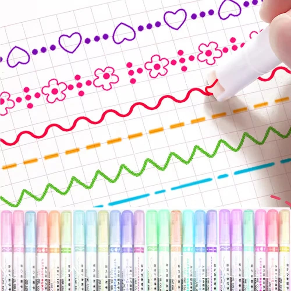 6 pz/set evidenziatore penna fiore linea forma punta del rullo curva fodera pennarello kawaii coreano cancelleria scuola forniture per ufficio regali