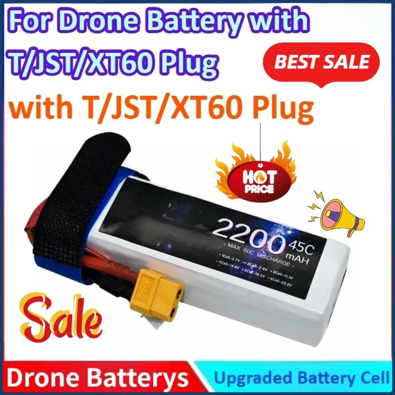 Nuovo 45C 7.4V 2200/1800 MAh 2s Modello LiPo Batteria per RC Elicottero Aereo Quadcopter Auto Aereo con Spina XT60/T/JST