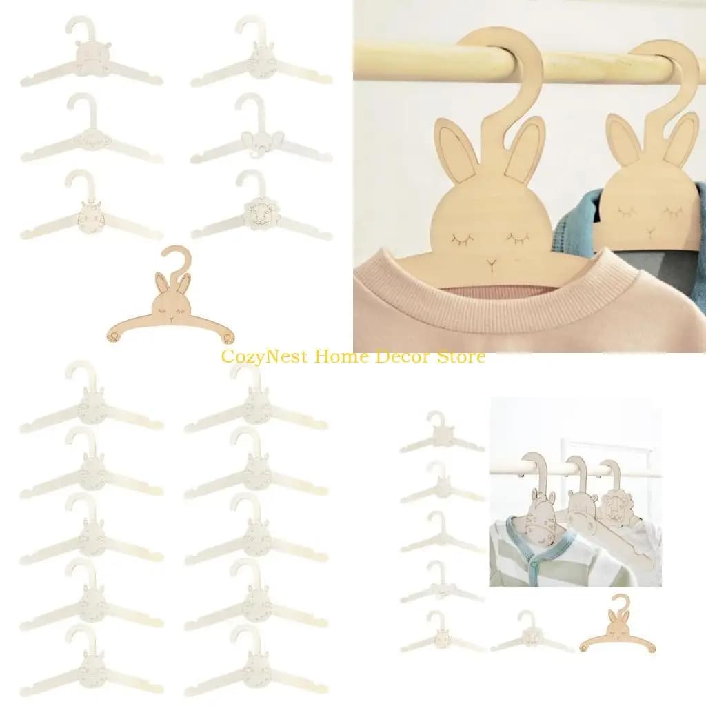 92MF Multiple pack of 10 hangers for room in sturdy wooden materials Delicate on baby clothes without for