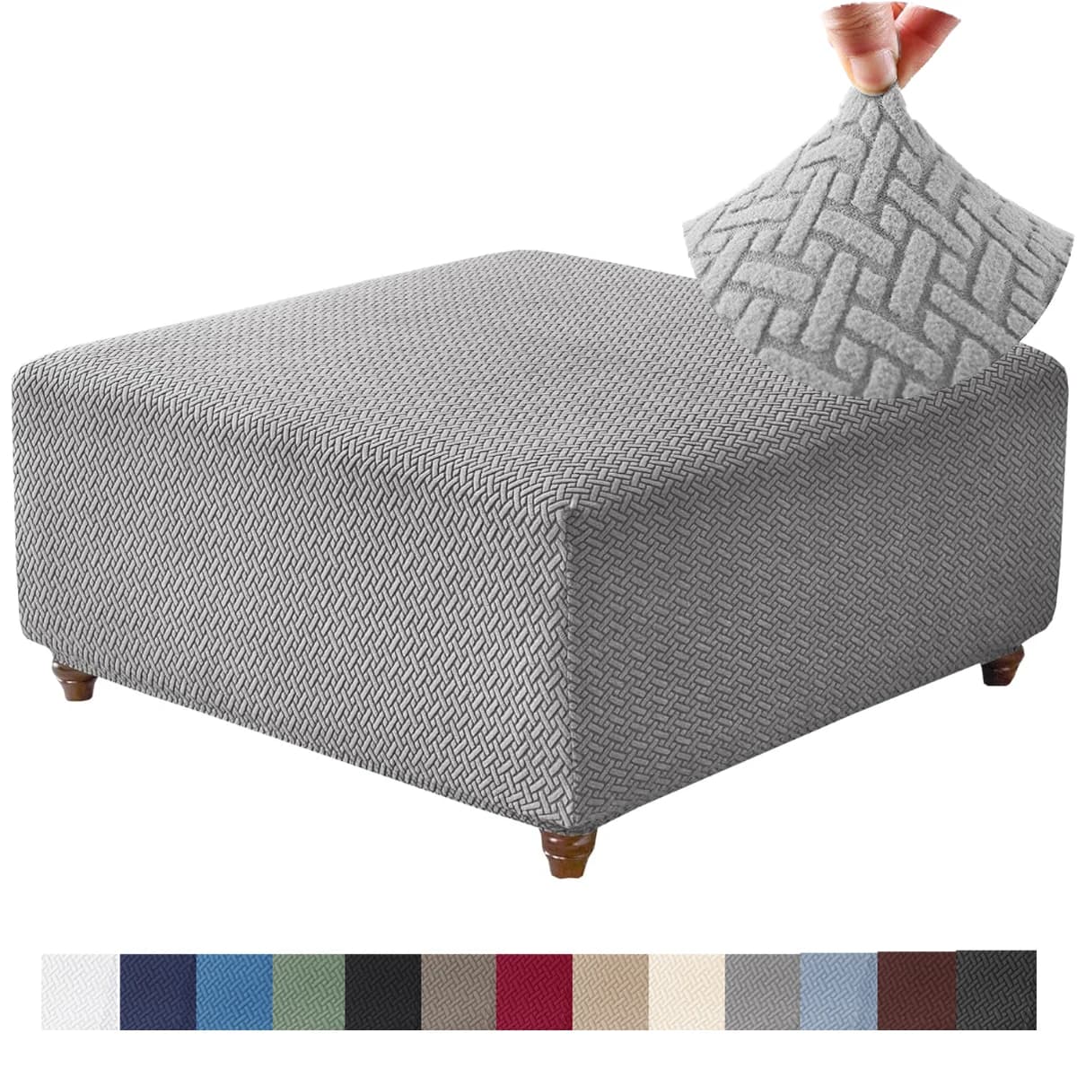 Copri sgabello quadrato jacquard a forma di T Copri sgabello ottomano Fodere poggiapiedi per divano elastico per soggiorno Ufficio Decorazioni per la casa