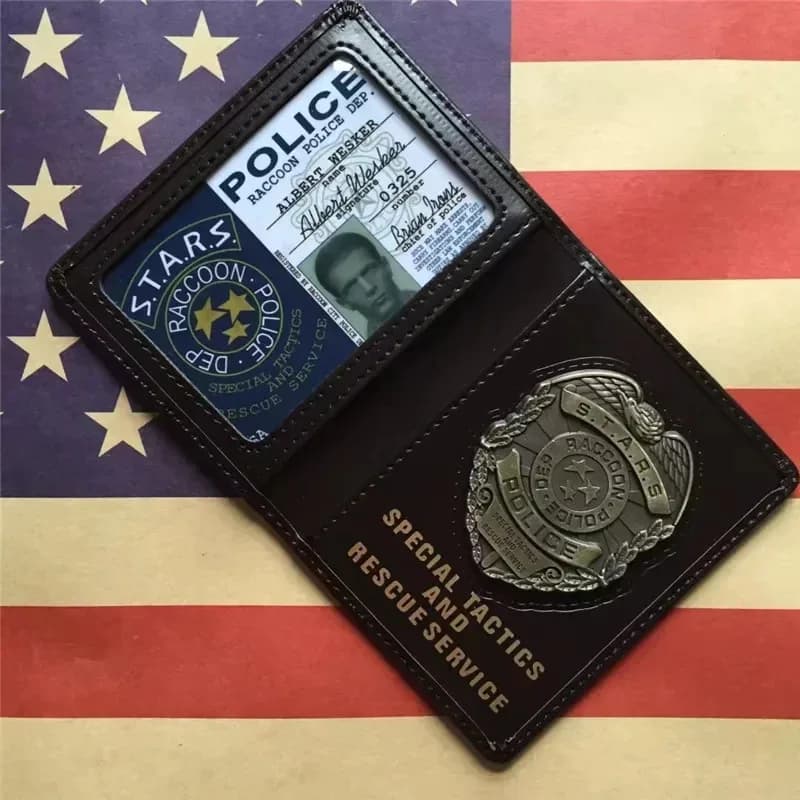 NewBiohazard STARS RACCOON Police Detinctive Leon Chris Jill Wesker Black Leather Case Certificate Wallet ID card holder2025