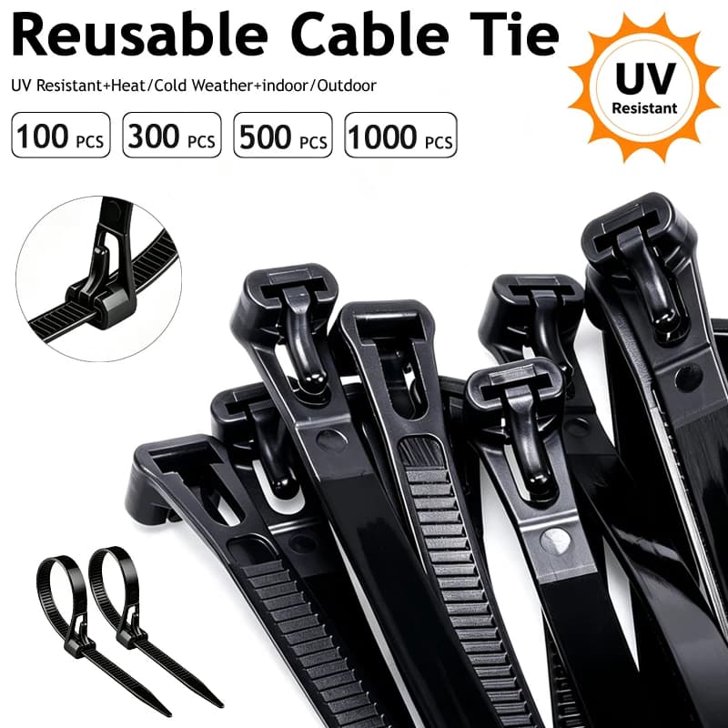 Multi Color Reusable Cable Zip Ties Releasable Release Nylon Straps Adjustable Cord Fastener Electrical Wire Cable Management