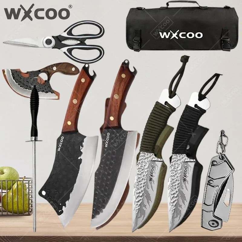 WXCOO Multifunctional Bottle Opener Butcher Boning Knife Meat Cleaver Fish Slicing Knife Professional Forged Kitchen Knives