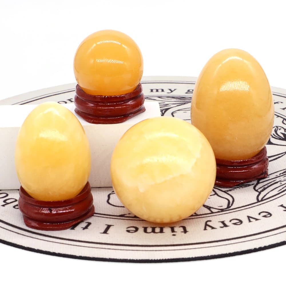 Yellow Jade Egg Ball Shaped Natural Healing Crystals And Stone Hand Polished Reiki Ornament Craft Home Room Decoration Gift