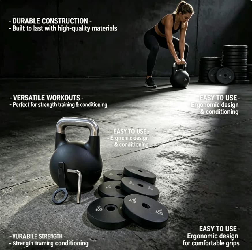 Cast Iron Steel Lightweight Adjustable Kettlebell 32kg Commercial Fitness Gym Equipment
