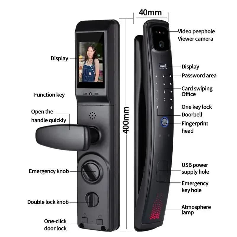 Maniglia la porta elettronica dell'impronta digitale con la porta biometrica intelligente dell'impronta digitale del volto della fotocamera 3D