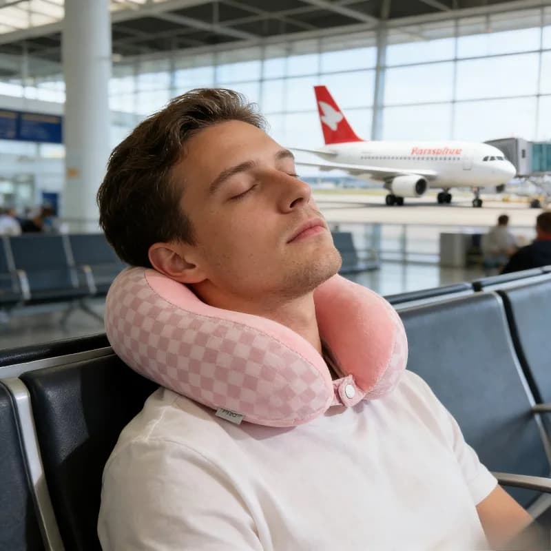 Cuscino per il Collo a Forma di U in Memory Foam per Viaggi, Aereo, Ufficio, Pisolino, Supporto Cervicale, Rimbalzo Lento, Confortevole