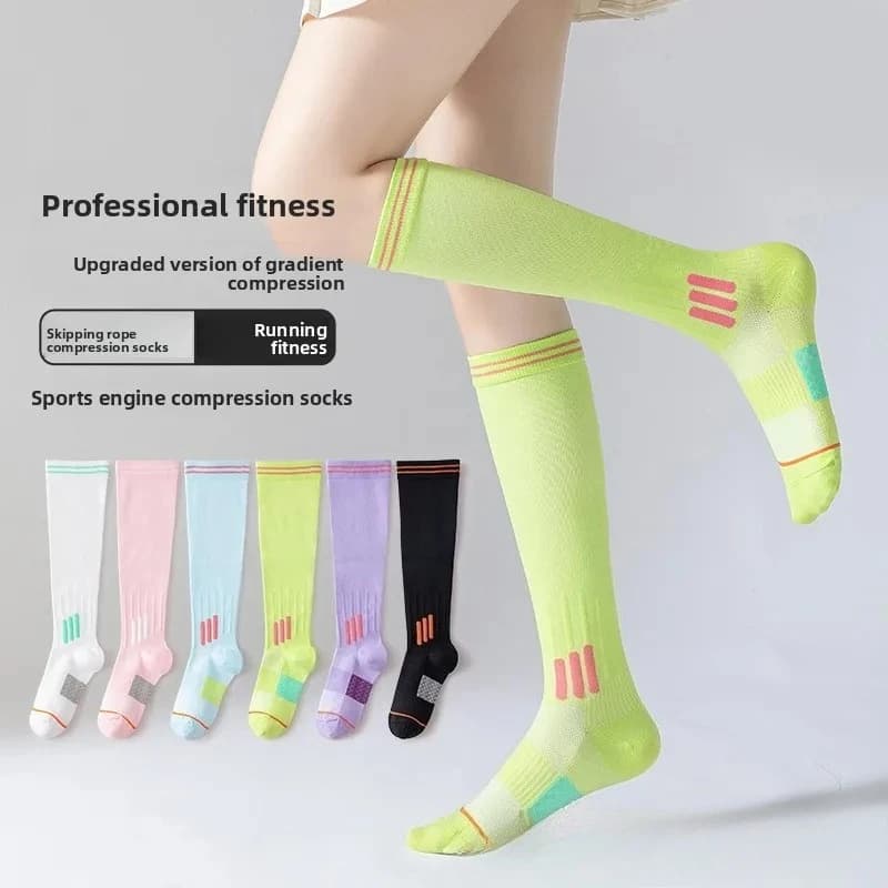 Women's Compression Leg Socks Summer Training Socks for Running with Rope for Jumping Knee Slimming Socks