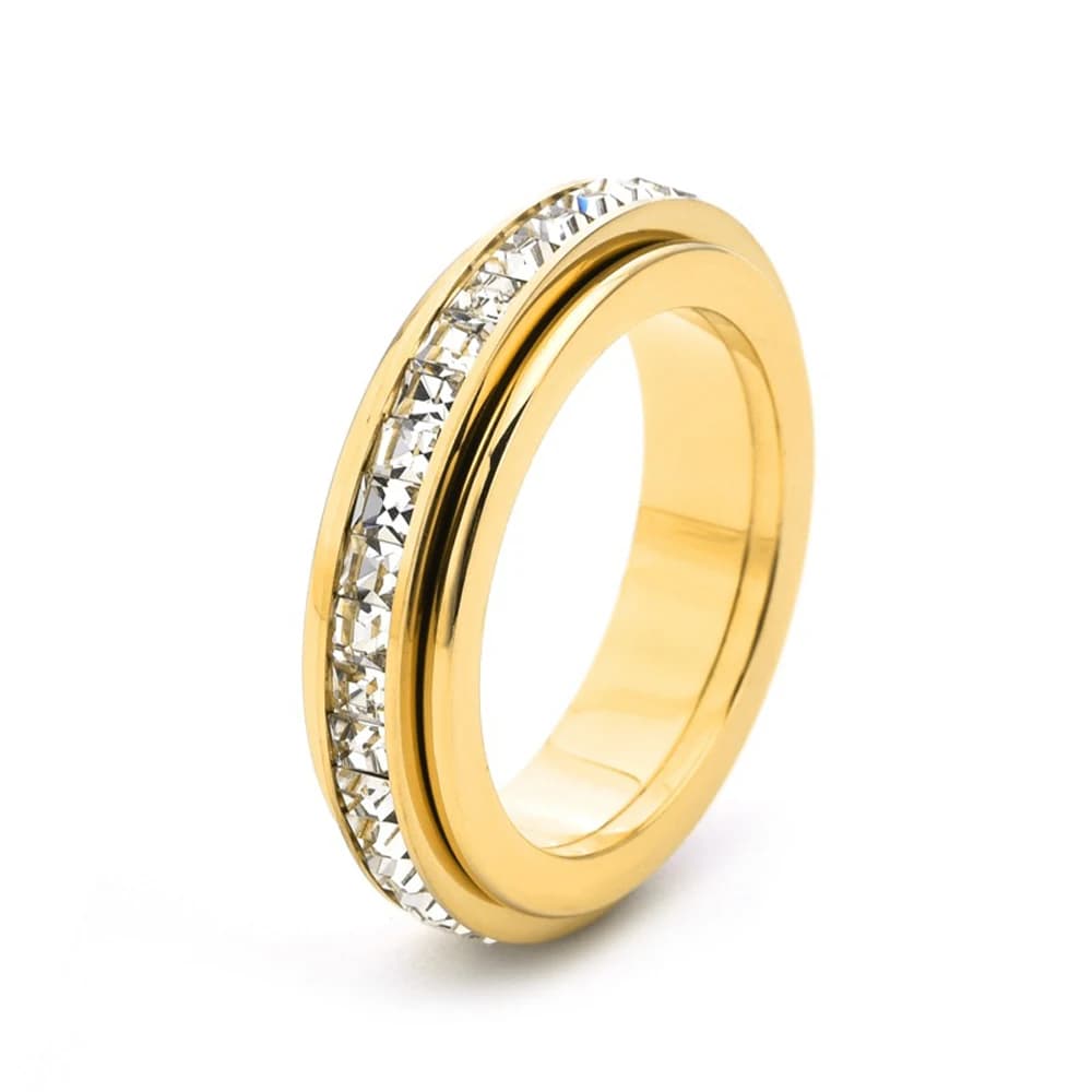 Anelli Girevoli Antistress in Acciaio Inossidabile 316L con Zirconia Cubica AAA per Uomo e Donna, Regalo di Natale