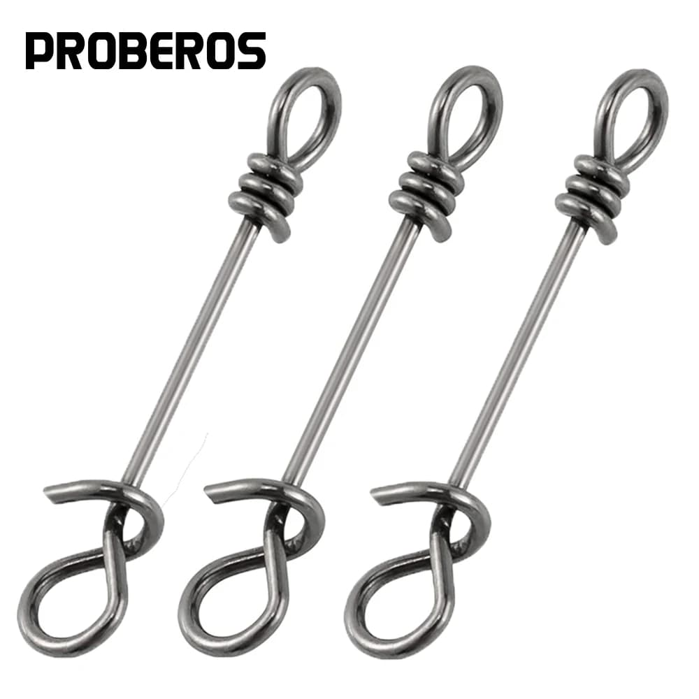 50 pezzi da pesca con amo a scatto, canna da pesca, connettore girevole per esca, accessori in acciaio inossidabile, pesca, acqua salata, acqua dolce