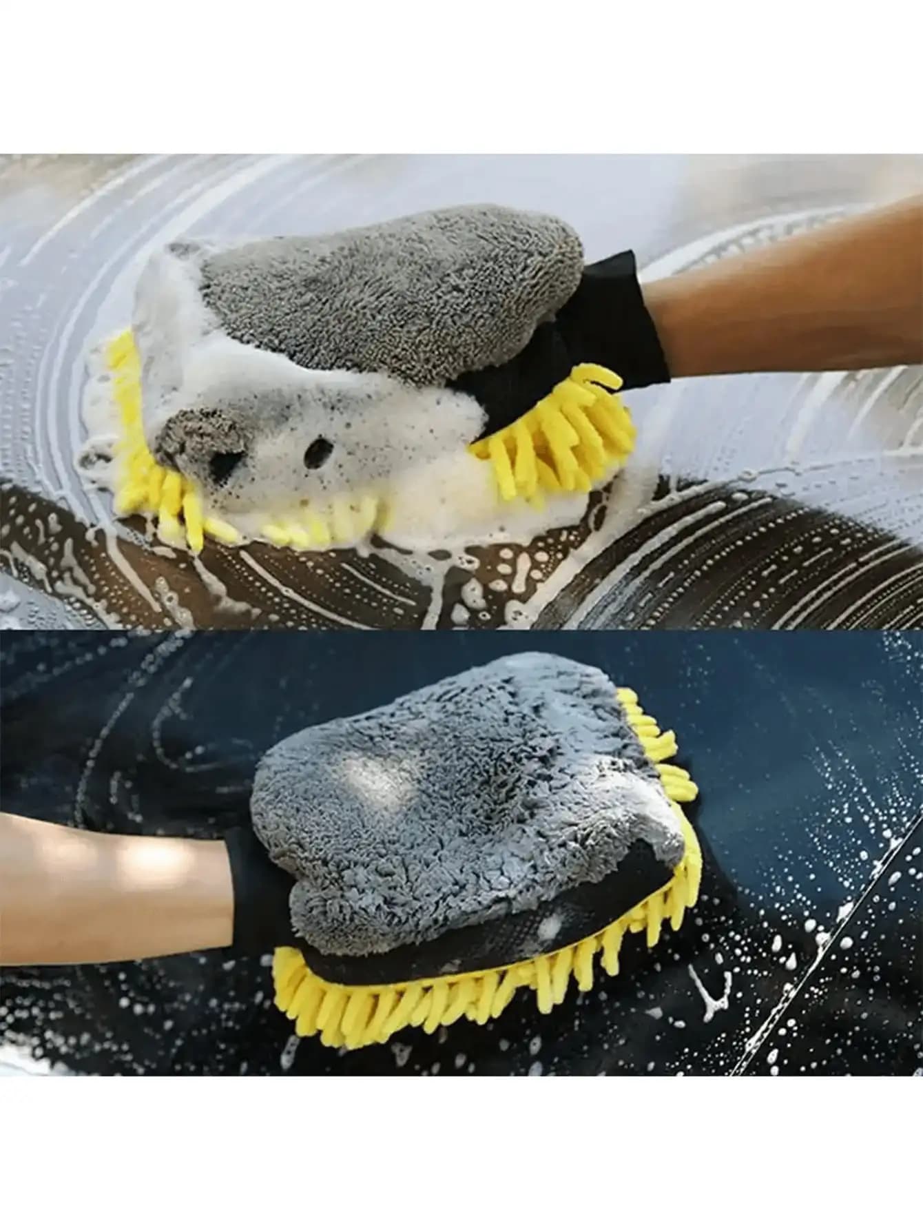 Guanti in microfibra Chenille Premium anti-graffio per lavaggio auto, guanti per pulizia ispessiti, spazzola per la ceratura, guanti per la cura dell'auto
