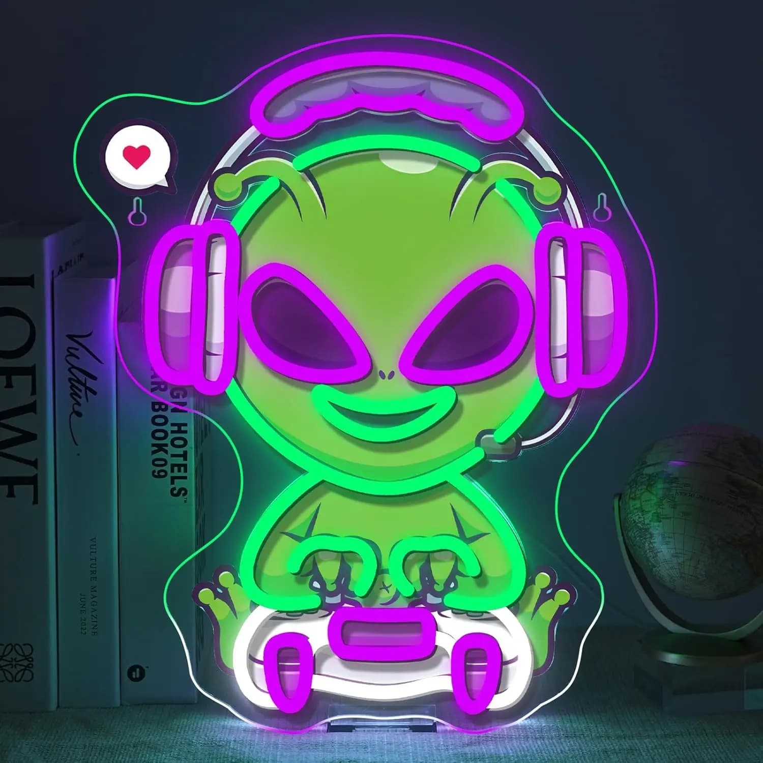 Gaming Alien Headset Neon Sign USB Dimmable LED Night Light Internet Cafe Game Studio Man Cave Wall Decor E Sport Party Fan Gift