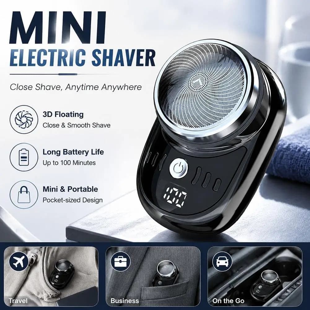 Mini rasoio elettrico portatile con ricarica wireless, rasoio da viaggio, 1 pezzo, trimmer per barba e peli del viso staccabile, mini rasoio portatile