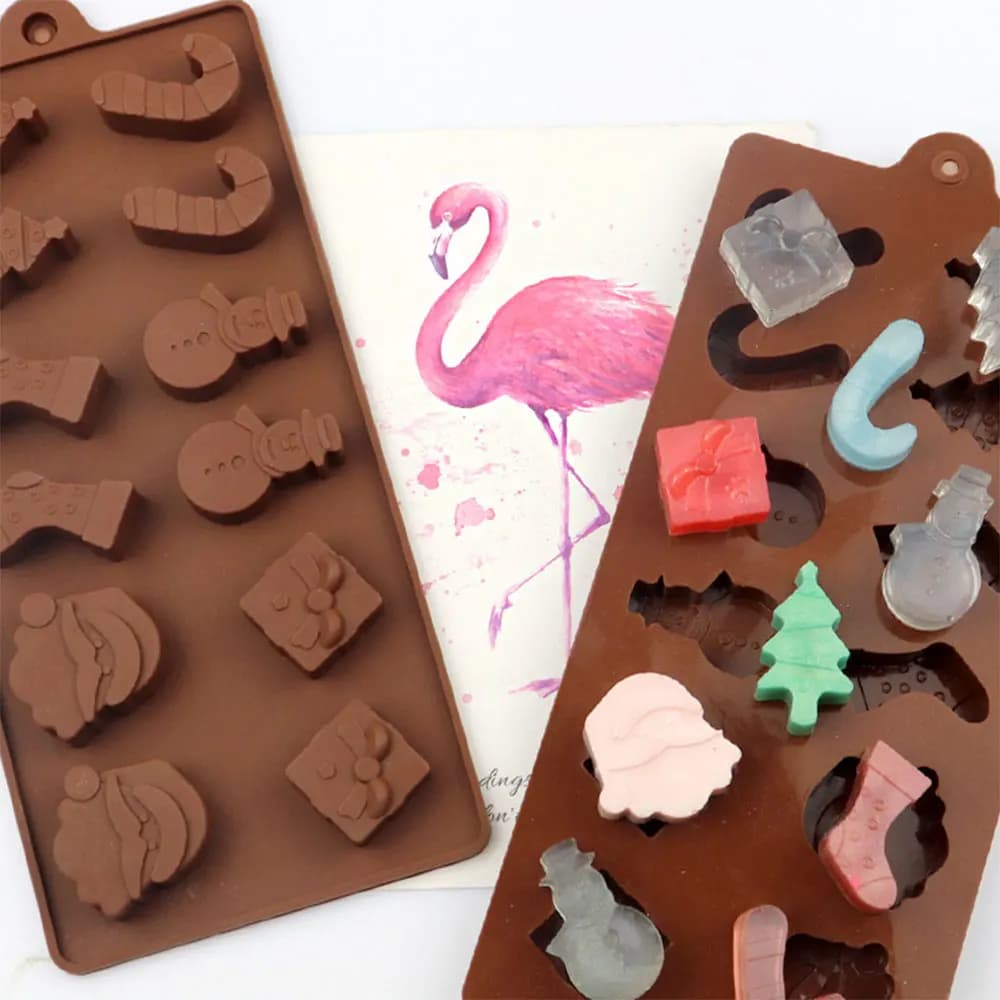 Stampo in Silicone a Forma di Pupazzo di Neve, Calza di Natale, Albero di Natale e Cioccolato per Candele, Pasticceria, Dolci e Attrezzature per la Confetteria