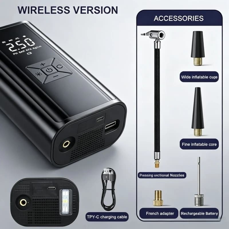 Wireless Car Air Compressor Air Pump Electric Tire Inflator Pump for Motorcycle Bicycle Boat AUTO Tyre Balls Inflatable