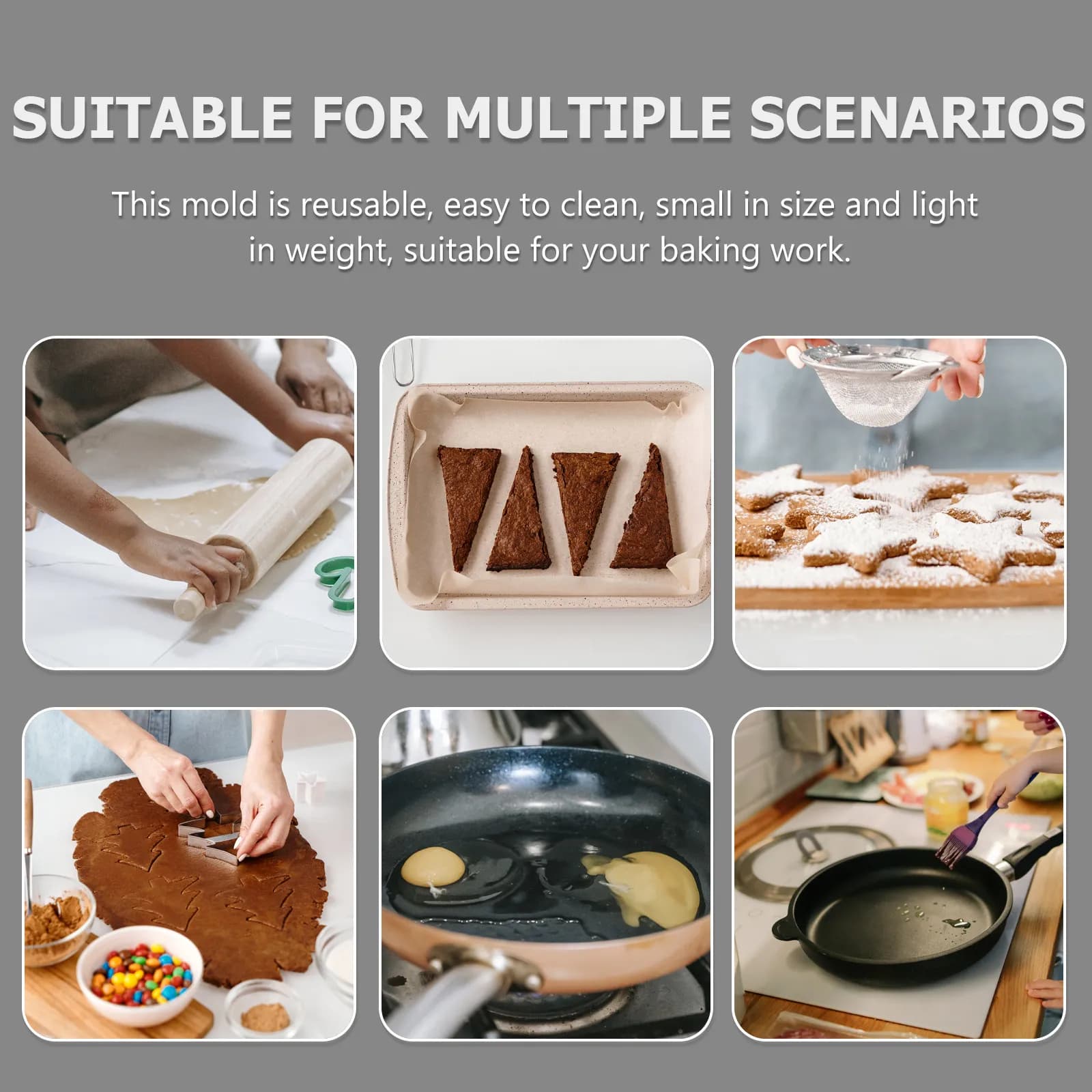 Set of 1 stainless steel biscuit mould, reusable, for mousse, fusing, chocolate, DIY cooking tools for adults, creative
