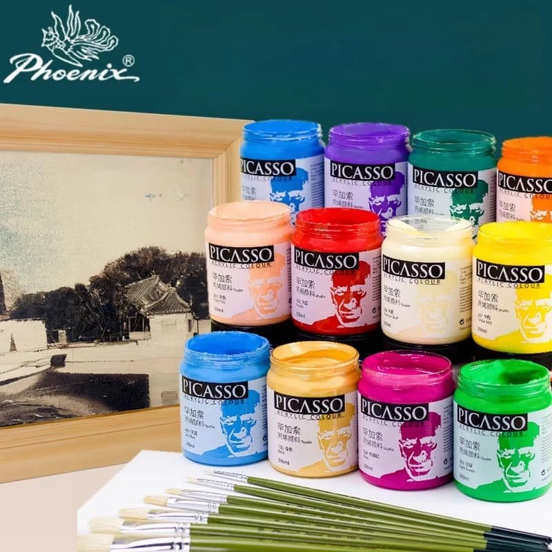 PHOENIX PICASSO Vernice Acrilica 75ml/300ml Singolo Colore Artista Pigmento Pietra Tessuto Vetro Metallico Ceramica Pittura Rifornimenti D'arte
