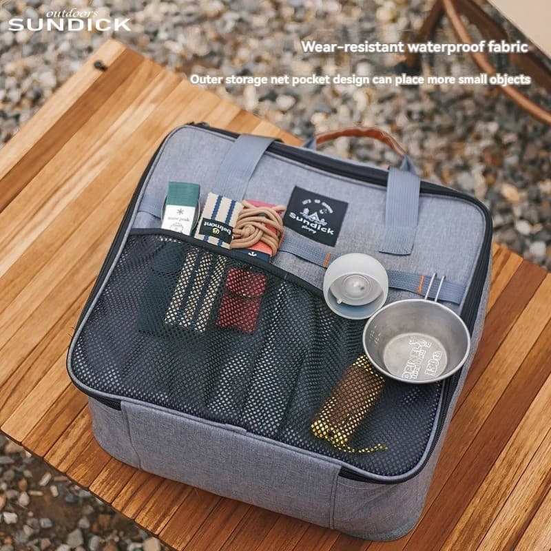 Borsa da campeggio SUNDICK per picnic all'aperto, borsa portaoggetti antiurto, borsa portatile per stoviglie, borsa a scomparti per fornello e bombola del gas