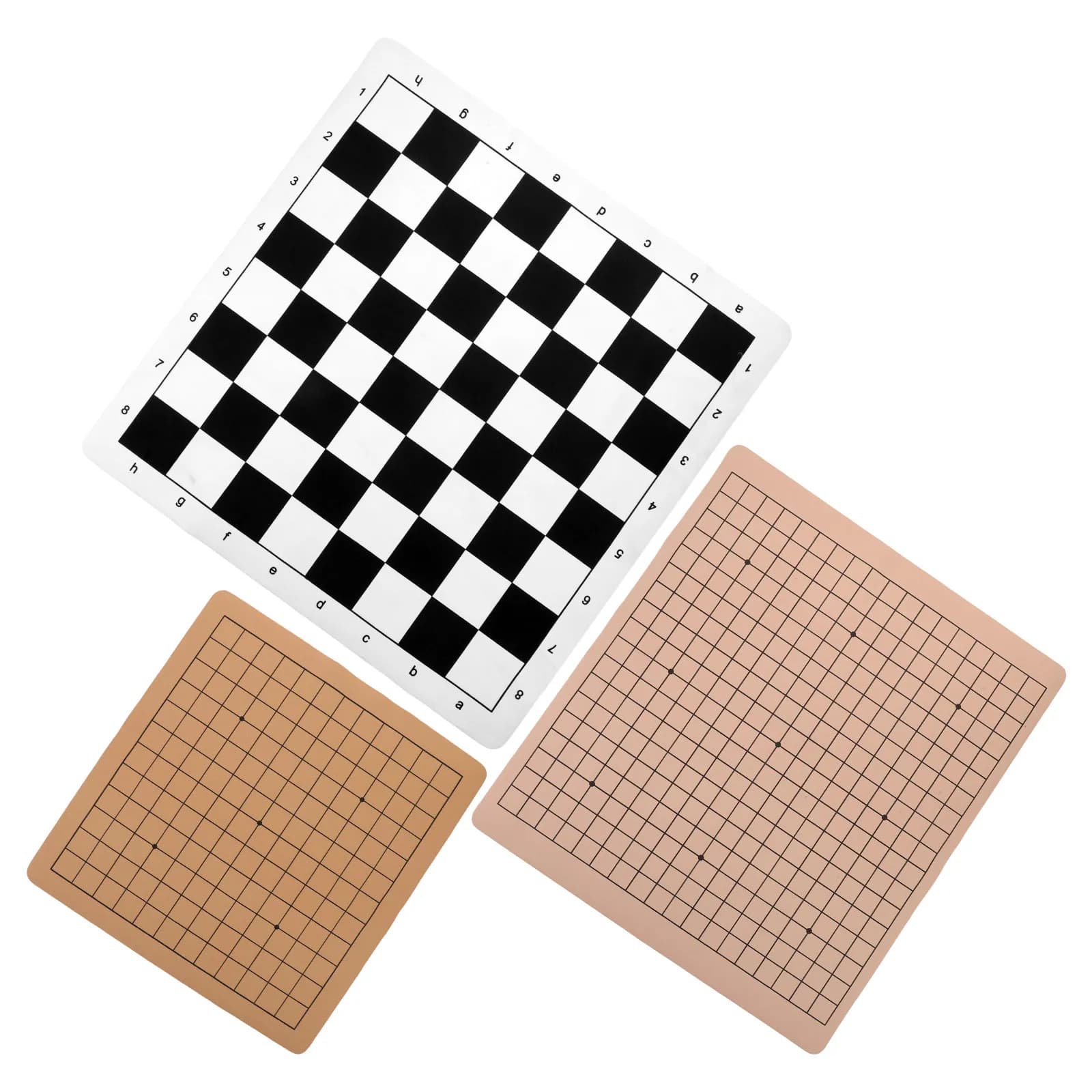 Set di 3 Scacchiere Pieghevoli Portatili a Doppio Uso, Tappetino Arrotolabile per Xiangqi e Go, Accessorio Pratico per Giochi da Tavolo