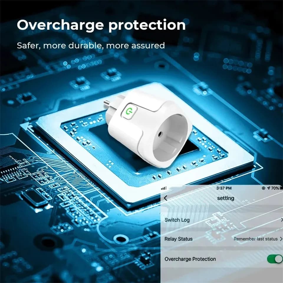 Tuya Smart Socket EU 20A Wifi Smart Plug With Power Monitoring Smart Life APP Remote Control Support Google Assistant Alexa