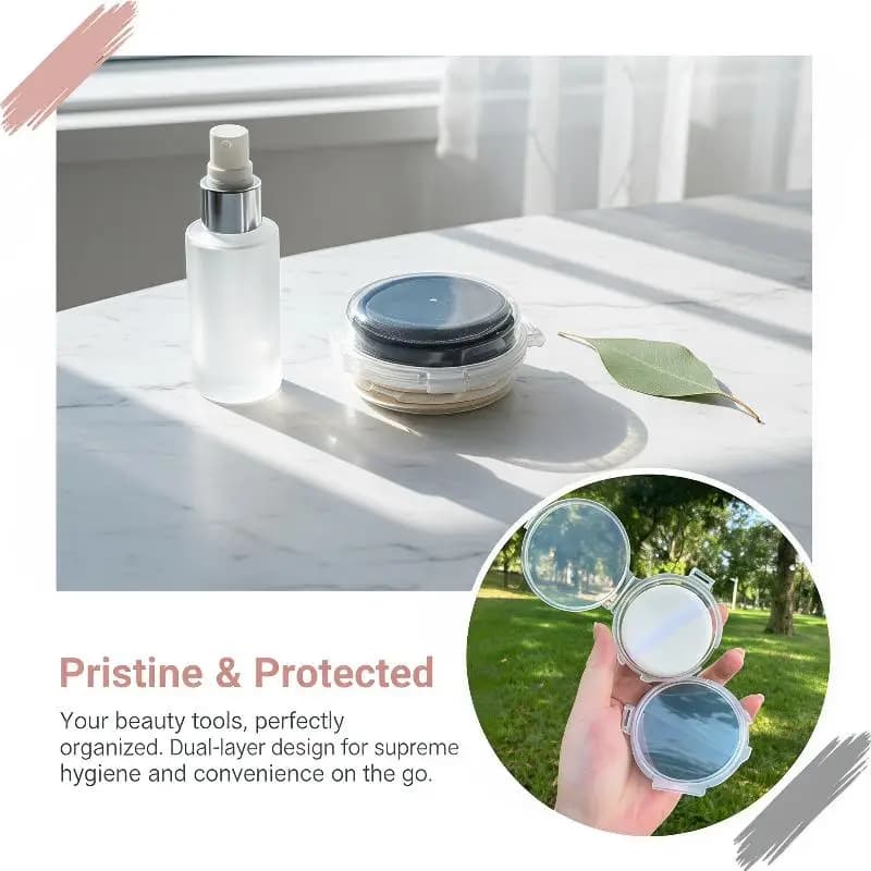 Double-layer Folding Powder Puff Storage Box Thickened Enlarged Shockproof Cosmetic Holder for Home Bathroom Travel Makeup Use