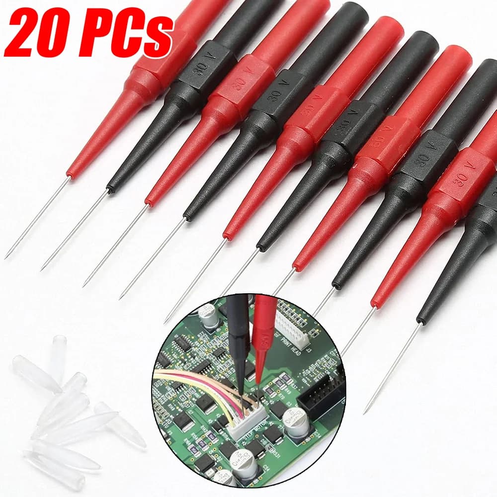 1/20PCs 30V Motorcycle Diagnostic Tools Multimeter Test Cable Extension Rear Piercing Needle Point Probe Kit for Car 0. 7 MM