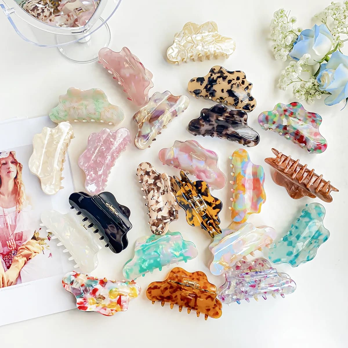 10.5CM di grandi dimensioni da donna artiglio per capelli a forma di nuvola tartaruga leopardo acetato artigli per capelli Clip per le donne forcine accessori per capelli