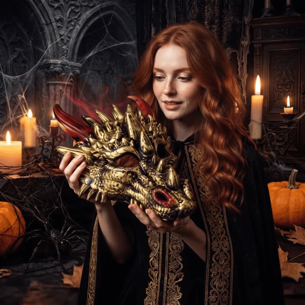 4D Design Halloween Face Mask PU Foaming Halloween Costume Dragon Mask 3D Mask Halloween Cosplay Mask Performance Use