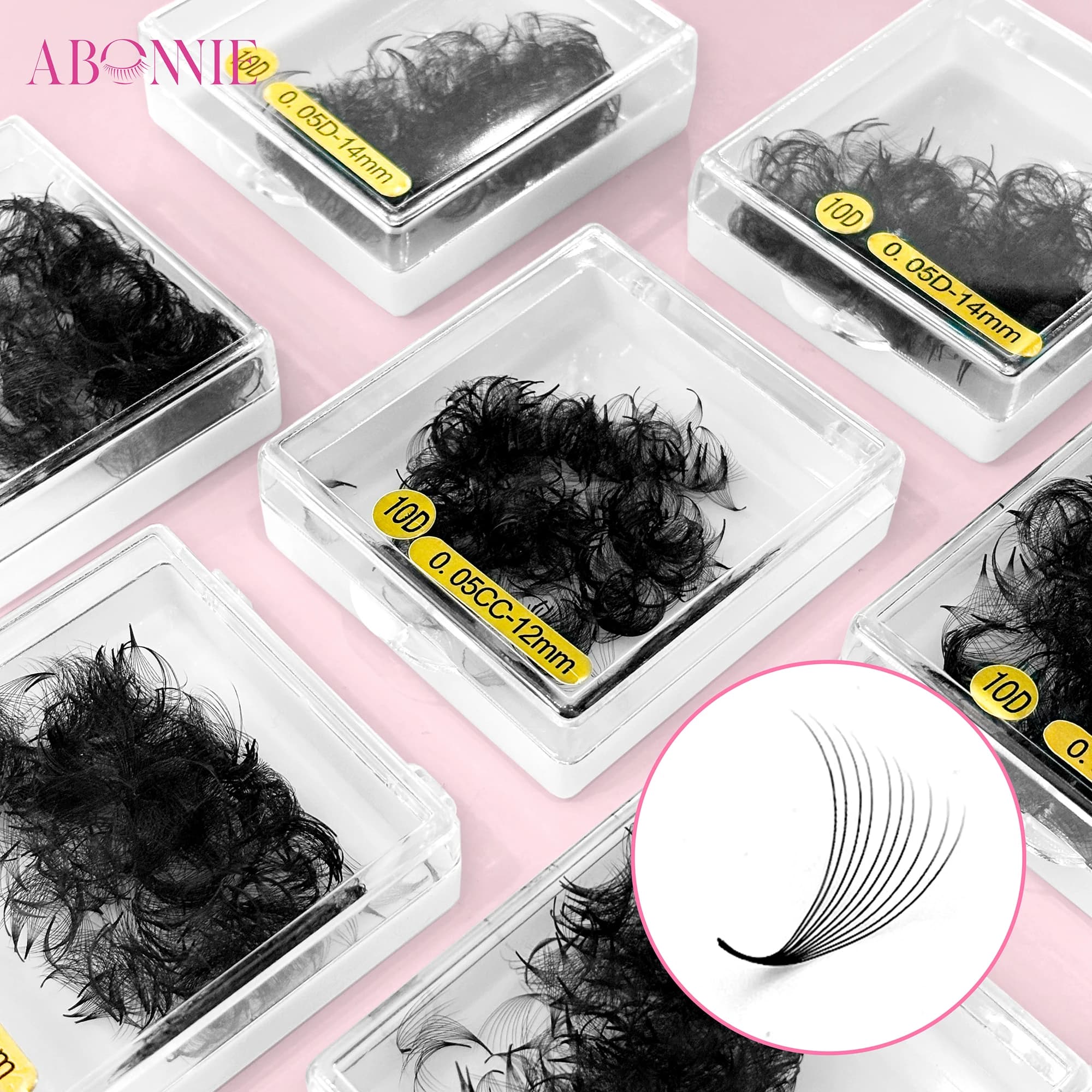 ABONNIE Trained 8D-20D Pointed base Short stem Premade Russian volume fans Visone fake extensions prefabricated eyelashes Make-up Cilios