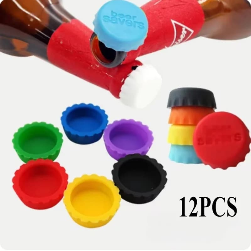 6/12PCS Creative Silicone Beer Bottle Cap Preservative Cover Bottle Cover Vinegar Soy Corktail Lid Wine Savers Bar Accessories