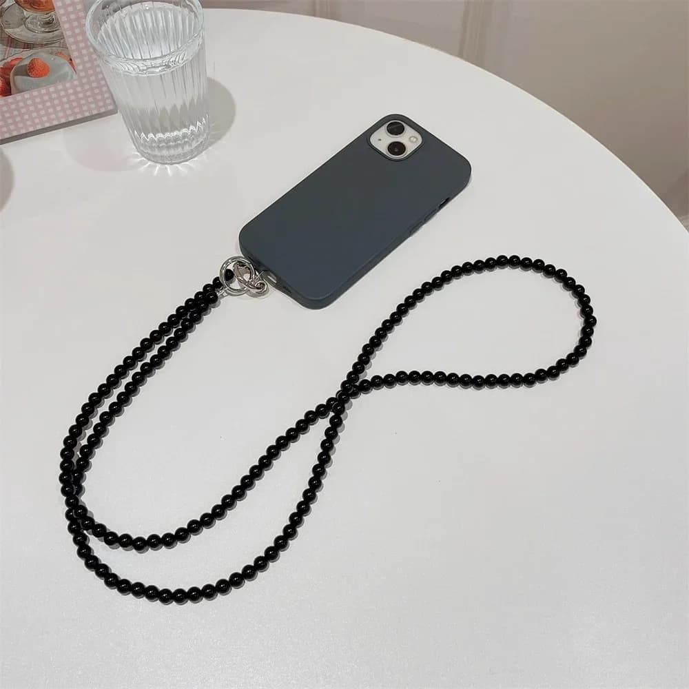 Cinturino Portachiavi Lucido Effetto Perla, Cordino a Tracolla, Collana, Braccialetto, Portachiavi, Ciondolo per Borsa e Zaino, Lavorato all'Uncinetto per iPhone Samsung Huawei Xiaomi