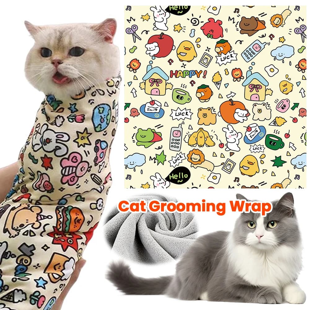 Fascia Autoadesiva per Toelettatura Gatti, Fascia Calmante Anti-Morso, Anti-Graffio, Anti-Fuga per Medicazioni e Taglio Unghie, Strumento per Animali Domestici