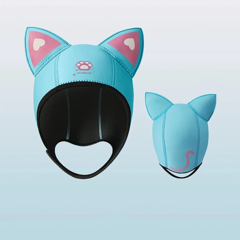 Cappello da Immersione con Orecchie da Gatto Sexy, Cappuccio in Neoprene con Design a Orecchie di Gatto, Copricapo per Immersioni, Cappello Impermeabile con Orecchie da Gatto