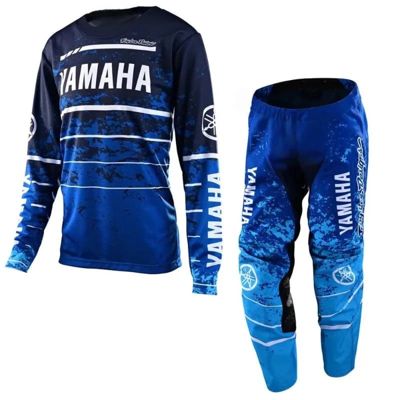 Set Estivo Yamaha alla Moda con Pantaloni a Righe Blu e Maniche Lunghe per Uomo e Donna, Protezione Solare, Abbigliamento Sportivo per Moto