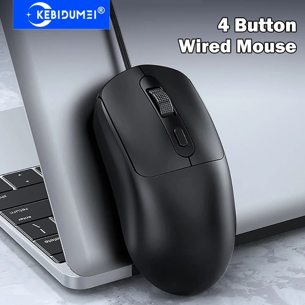 KEBIDUMEI Mouse da gioco cablato USB a 4 pulsanti Mouse ergonomico Plug and Play per laptop, desktop, Windows, MacOS, Android, computer da ufficio