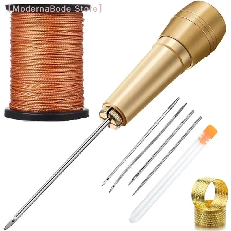 【M】Leather Sewing Kit With Copper Handle 50 Meters Nylon Thread For Repairing Leather Shoes And DIY Canvas Projects Tools
