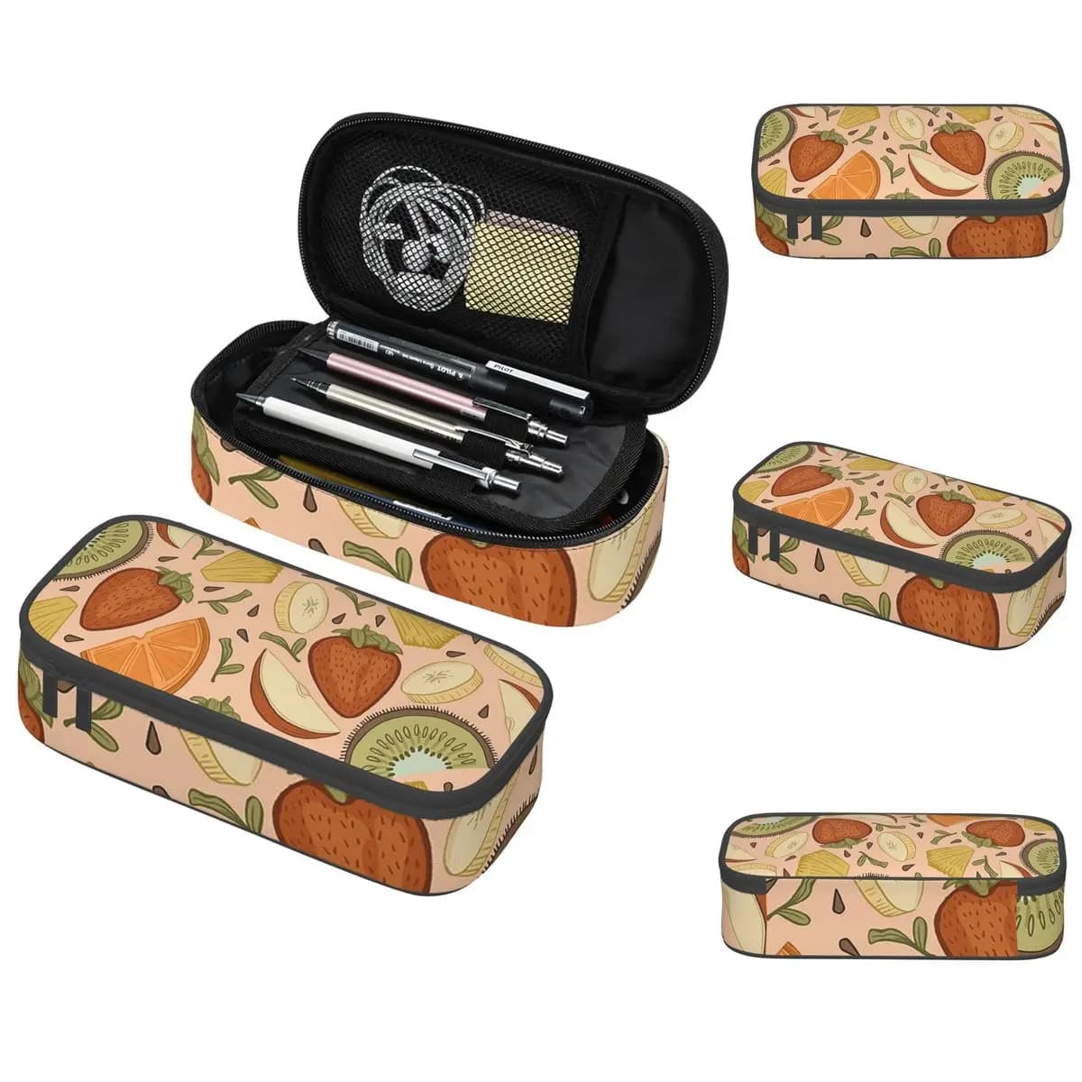 Astuccio con motivo frutta kiwi, mango, arancia e fragola per studenti, regali, portapenne, borsa per cancelleria, porta matite