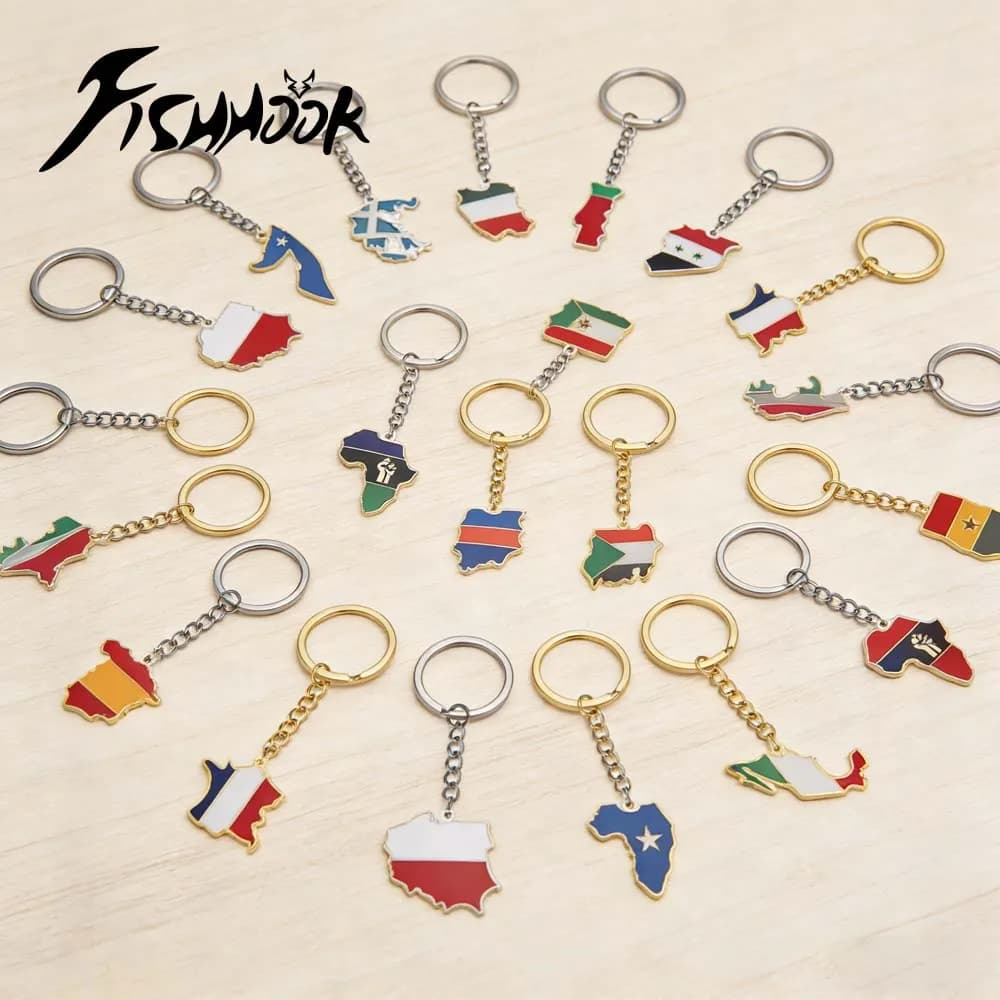 Country region spanish Mexico france Africa map Ukrainian keychain nail polish gift for woman keychain stainless steel ring jewelry