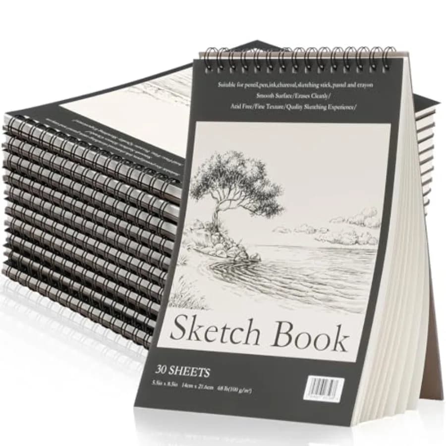 60 Pcs 5.5'' x 8.5'' Top Spiral Bound Sketch Book 30 Sheet Each 68lb/100gsm,Sketching Drawing Pad Bulk Artist Sketch Pad Drawin