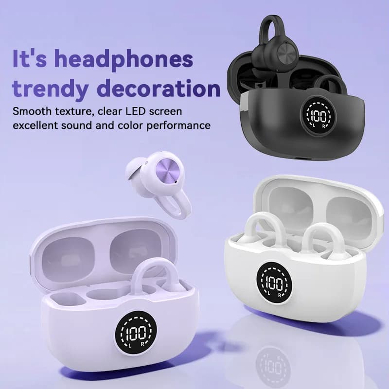 Auricolari Bluetooth 5.3 K70 con Clip, 4 Microfoni ENC per Chiamate Nitide, Audio Hi-Res, Cuffie Wireless Open-Ear Confortevoli