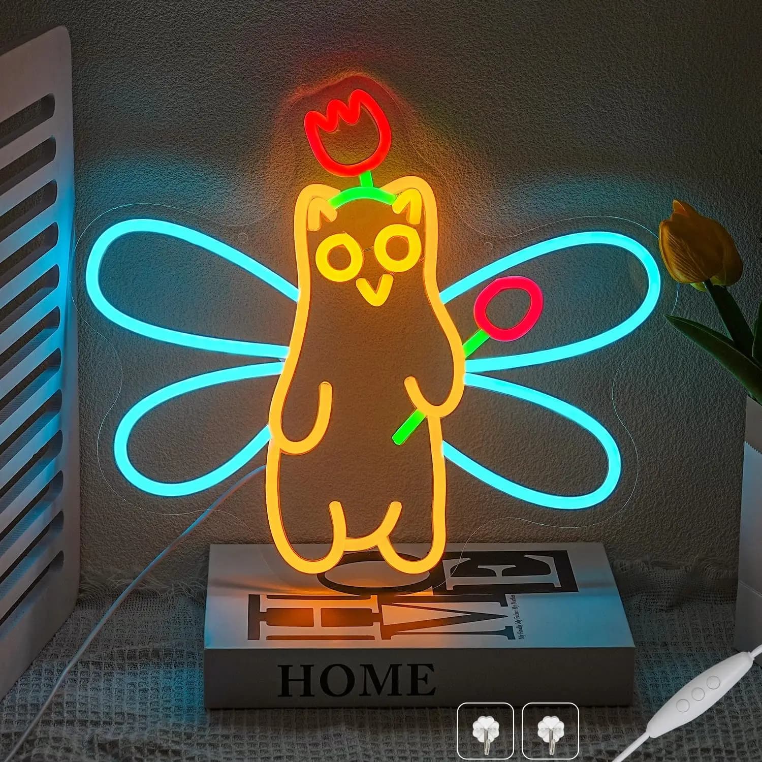 Insegna al Neon Orso Fatato, Luce LED Dimmerabile USB per Bar, Stanza degli Uomini, Camera da Letto, Hotel, Negozio, Garage, Sala Giochi, Decorazione Murale per Feste